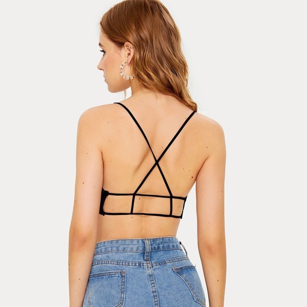 

Crisscross Back Lace Trim Bralette