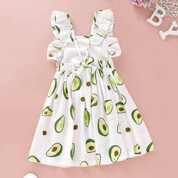 

Toddler Girls Avocado Print Bow Ruffle Dress