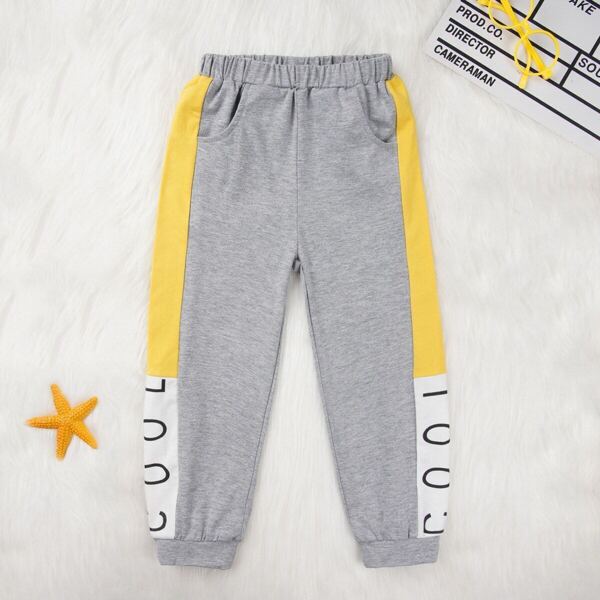

Toddler Boys Letter Printed Contrast Panel Sweatpants