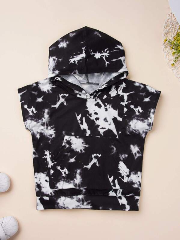 

Toddler Boys Tie Dye Hooded Tee, Black