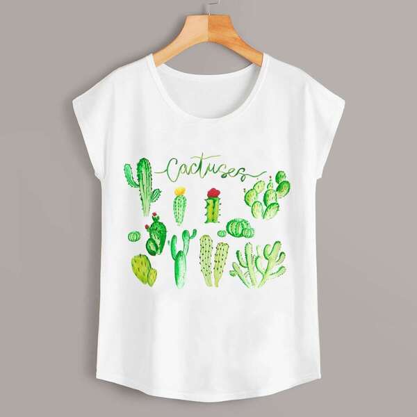 

Cactus & Letter Print Tee
