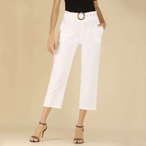 

O-ring Belted Crop Pants