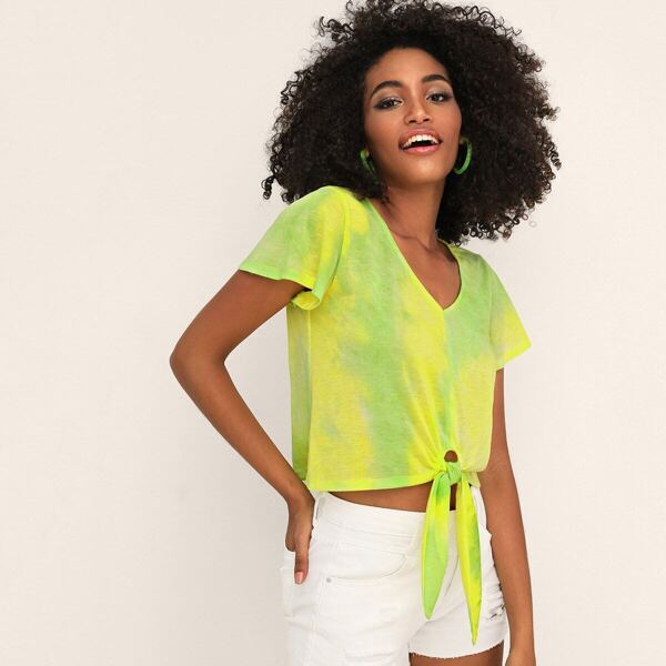 

Knot Hem Tie Dye Tee, Multicolor