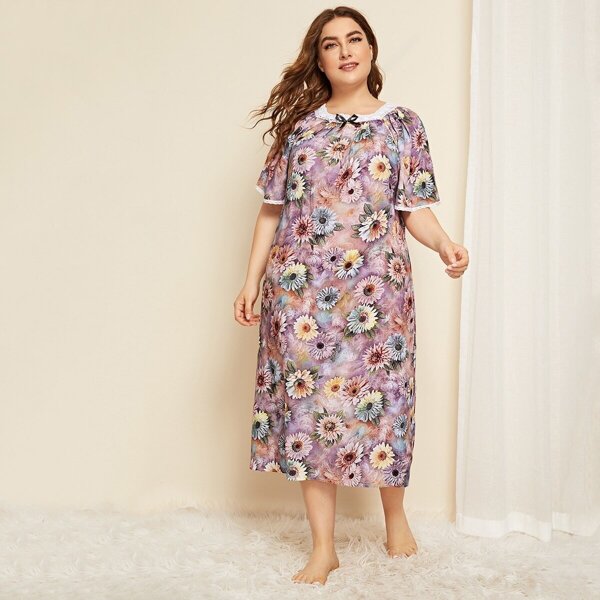

Plus Floral Lace Trim Night Dress