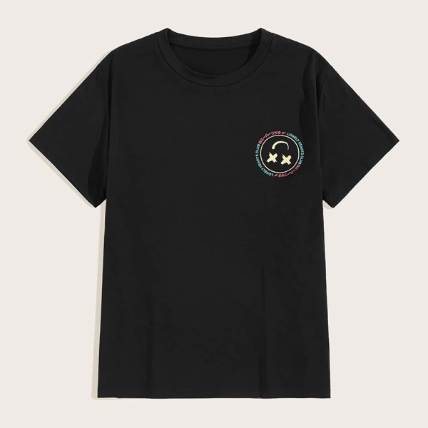 

Men Letter And Smile Graphic Tee