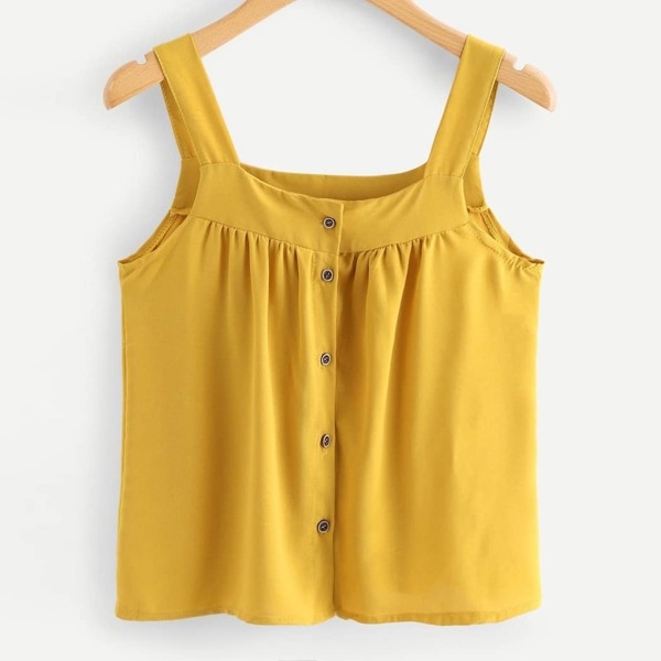 

Plus Button Front Solid Top, Yellow