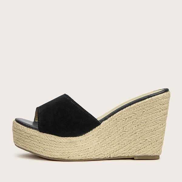 

Peep Toe Suede Espadrille Wedges