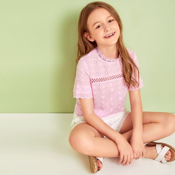 

Girls Lace Insert Schiffy Top