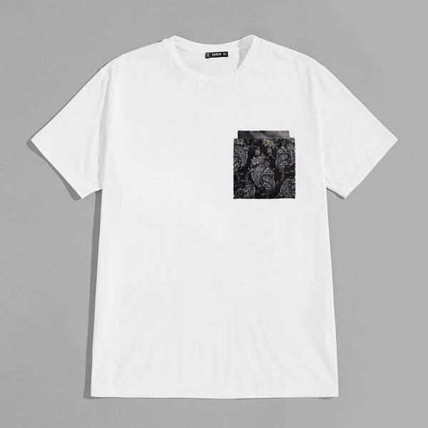 

Men Paisley Print Short Sleeve Top, White