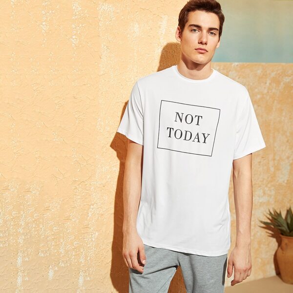 

Men Slogan Print Top