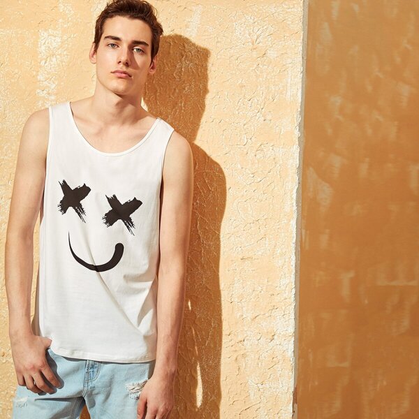 

Men Cartoon Print Tank Top