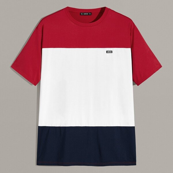 

Men Patched Detail Colorblock Tee