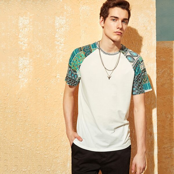 

Men Tribal Print Raglan Sleeve Tee