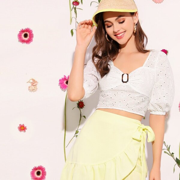 

Buckle Detail Bustier Schiffy Top, White