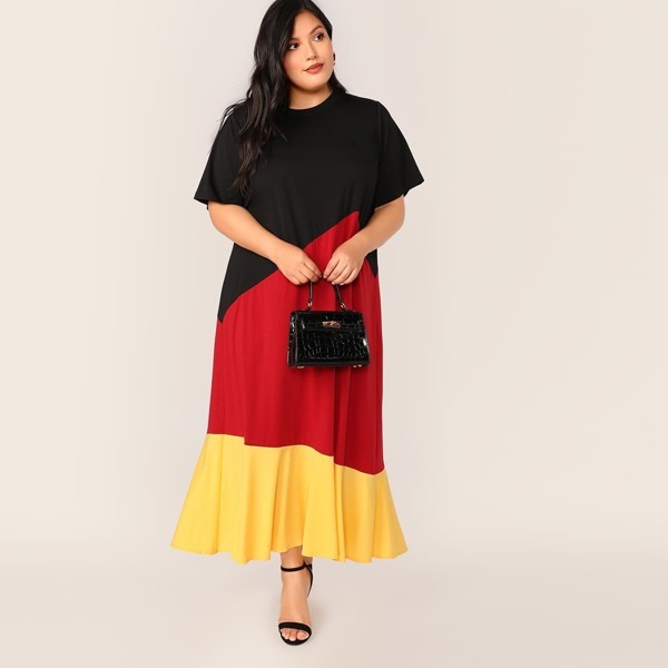 

Plus Cut-and-sew Maxi Dress