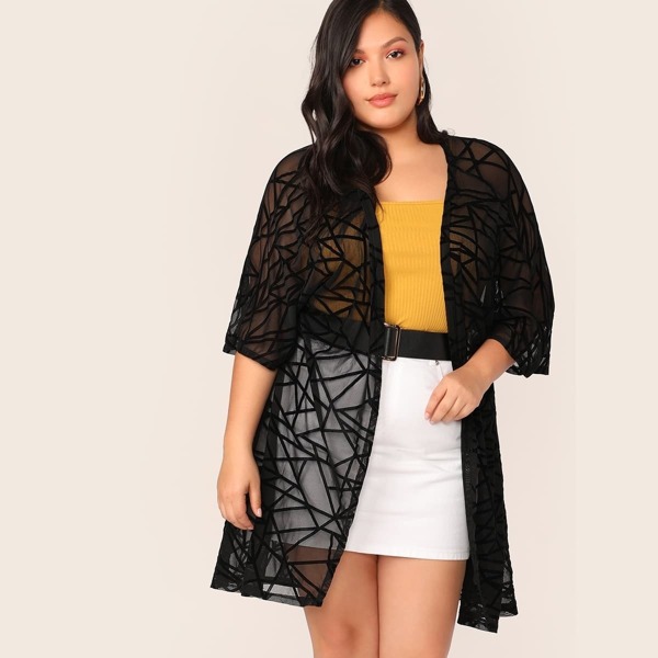 

Plus Geo Sheer Kimono, Black
