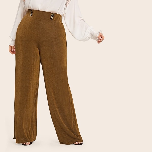 

Plus Button Detail Palazzo Pants
