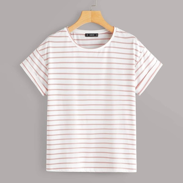 

Rolled Cuff Striped Tee