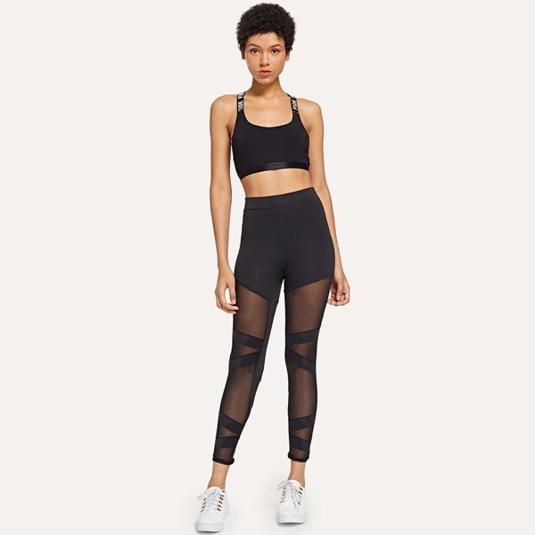 

Contrast Mesh Skinny Leggings