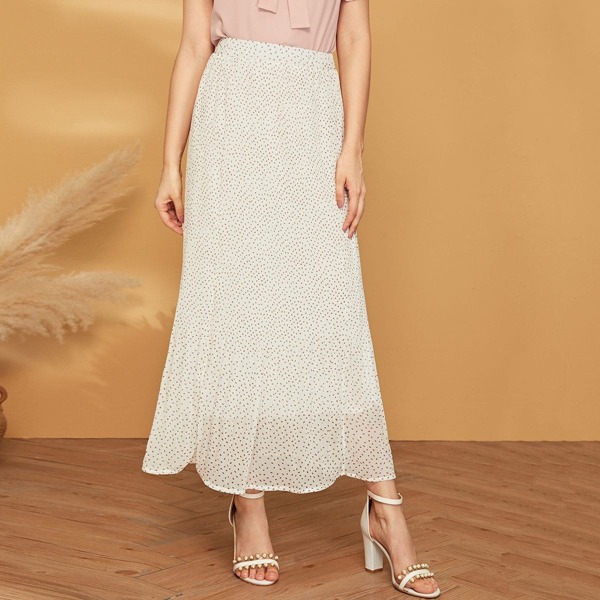 

Allover Confetti Print Skirt, White