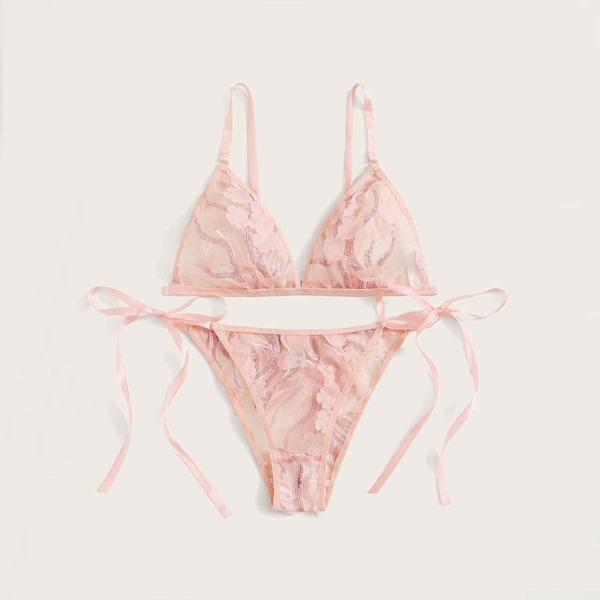 

Applique Tie Side Lingerie Set