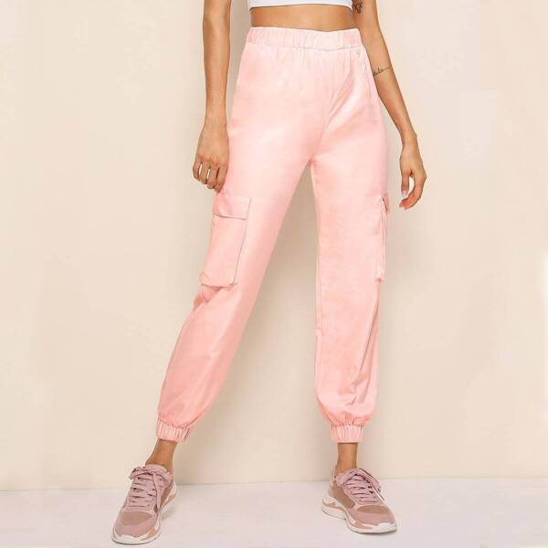 

Pocket Side Solid Sweatpants, Pink