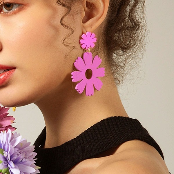 

Double Flower Drop Earrings 1pair