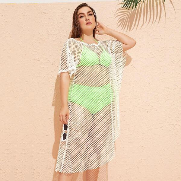 

Plus Fishnet Cover Up Without Bikini, White