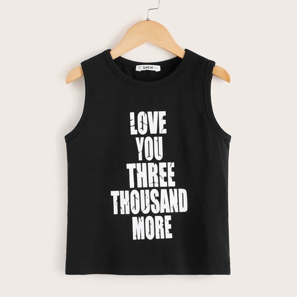 

Boys Slogan Print Tank Top