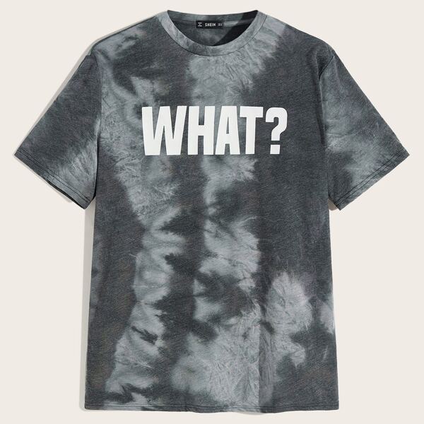 

Men Letter Print Tie Dye Top, Multicolor