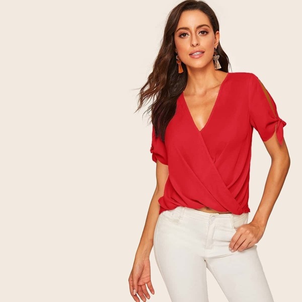 

Knot Cuff Wrap Draped Solid Top