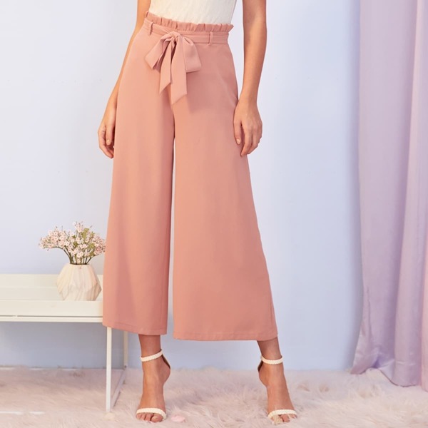 

Paperbag Waist Self Belted Wide Leg Pants