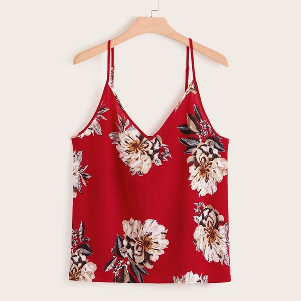 

Plus Floral Print Cami Top, Red