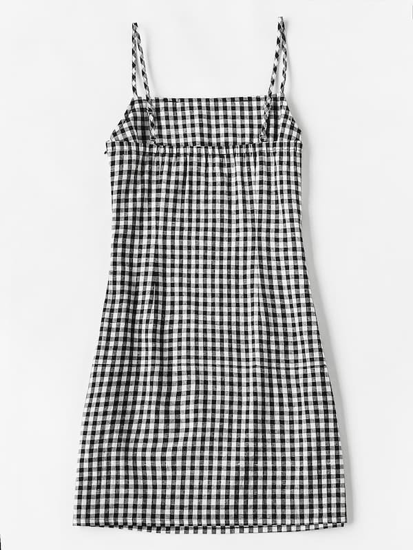 

Plus Gingham Cami Dress, Black and white