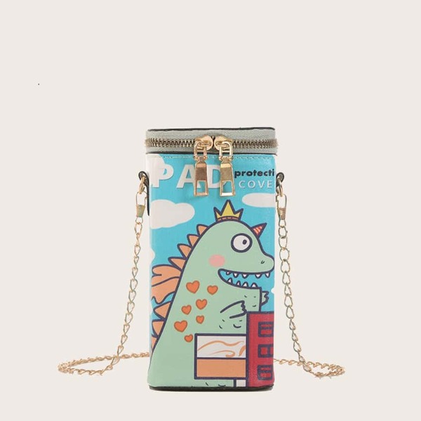 

Girls Dinosaur Print Zip Around Chain Bag