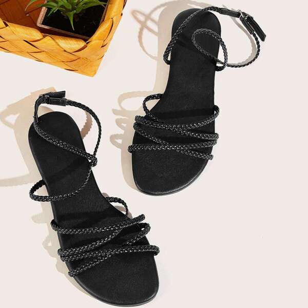 

Braided Detail Ankle Strap Sandals