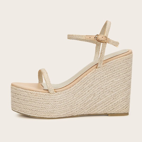 

Two Part Braided Detail Espadrille Wedges, Apricot