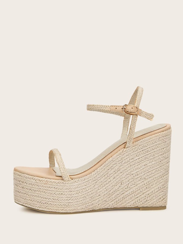 

Two Part Braided Detail Espadrille Wedges, Apricot