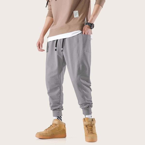 

Men Drawstring Waist Pocket Pants