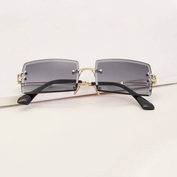 

Rimless Square Frame Sunglasses, Grey