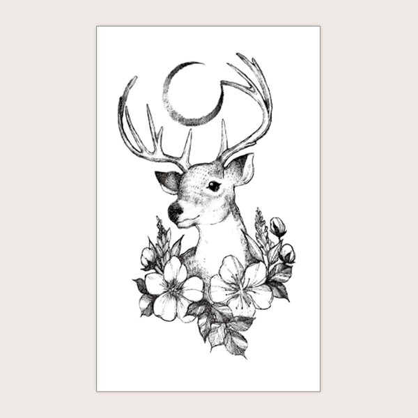 

Deer & Flower Pattern Tattoo Sticker 1sheet