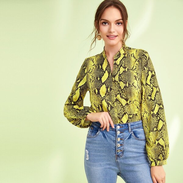 

Neon Snakeskin Print Blouse