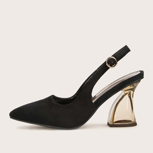 

Point Toe Slingback Chunky Heels