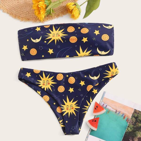 

Random Galaxy Lace-up Bandeau With Panty Bikini