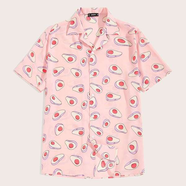 

Men Notched Collar All Print Shirt
