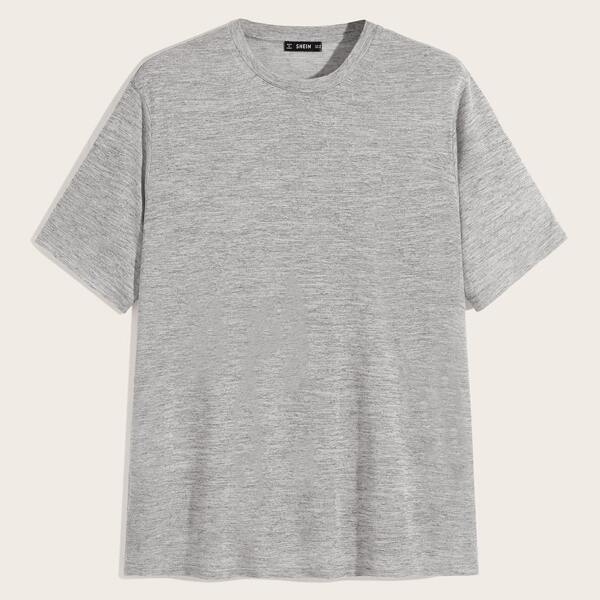 

Men Heather Grey Round Neck Top