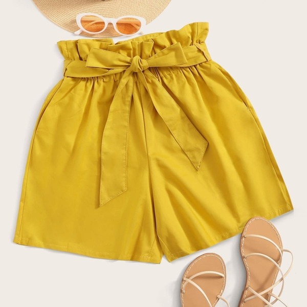 

Self Tie Paper Bag Waist Shorts