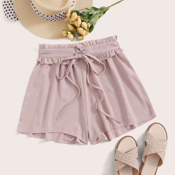 

Lace Up Lettuce Frill Shorts