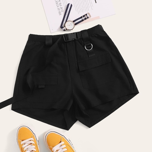

Pocket Buckle Button Cargo Shorts