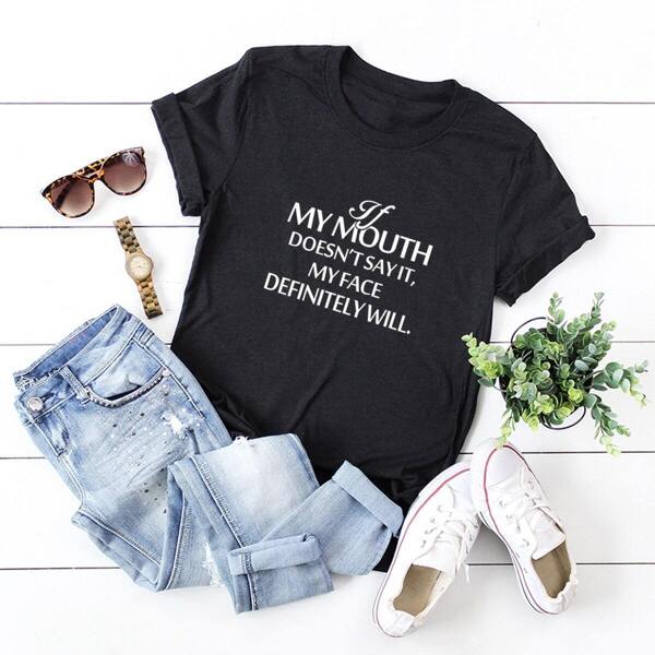 

Slogan Graphic Tee, Black